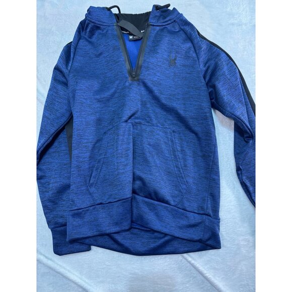 Spyder Active Hoodie Men's Blue /Black 1/4 Zip Pullover Long Sleeve Small PROW B - Picture 3 of 9